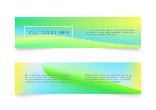 Web banner template set with green and yellow gradient backgrounds
