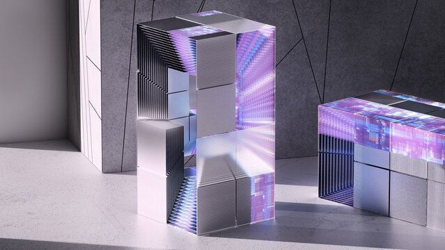 Iridescent Modular Data Block in Minimal Interior