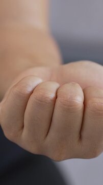 close up woman hand holding a medicine. Stop drug use Taking Medication Caring for the health care medical concept.	
