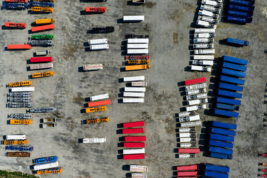 colorful semi-finished containers in factory yard