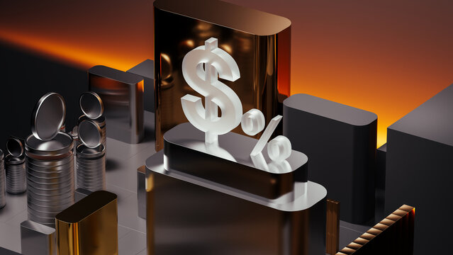 Wealth planning concept with dollars and investment symbols in design