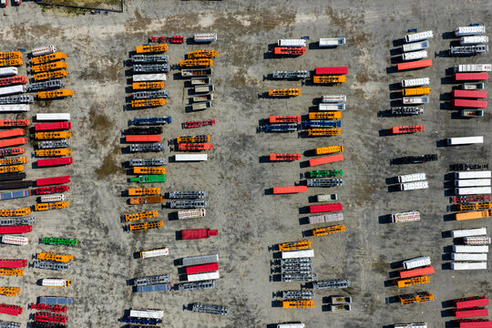 colorful semi-finished containers in factory yard