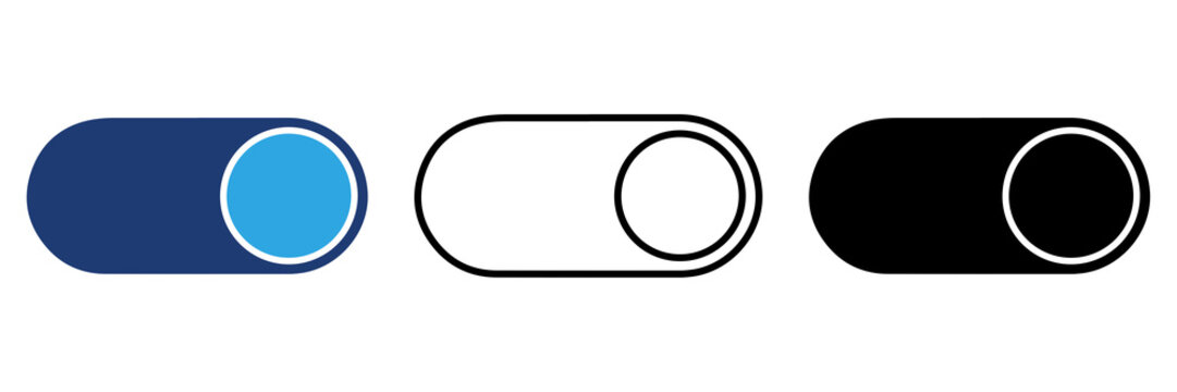 Multicolor Toggle Switch Icon Set with Filled and Outline Styles for On Off Control User Interface and Application Settings Isolated on Transparent Background