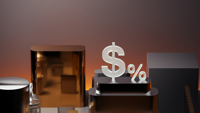 Wealth planning concept with dollars and investment symbols in design