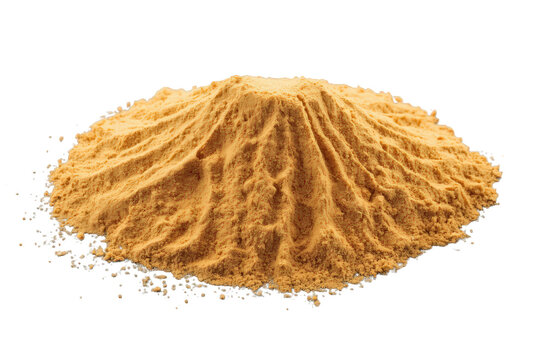 Turmeric powder pile showing golden seasoning, curcumin extract, and organic healthy indian spice ingredient transparent background