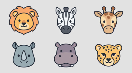Cute safari animal faces collection © Layla