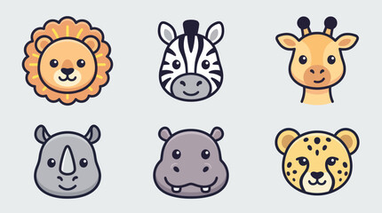 Cute safari animal faces collection © Layla