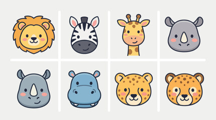 Cute safari animal faces collection © Layla