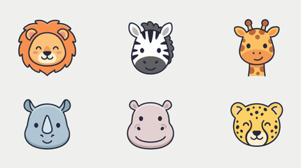 Cute safari animal faces collection © Layla