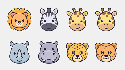 Cute safari animal faces collection © Layla