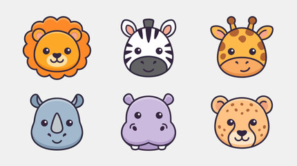 Cute safari animal faces collection © Layla
