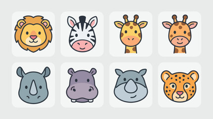 Cute safari animal faces collection © Layla