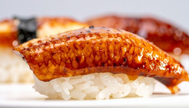 Japanese Anago Eel Sushi Nigiri Close-Up