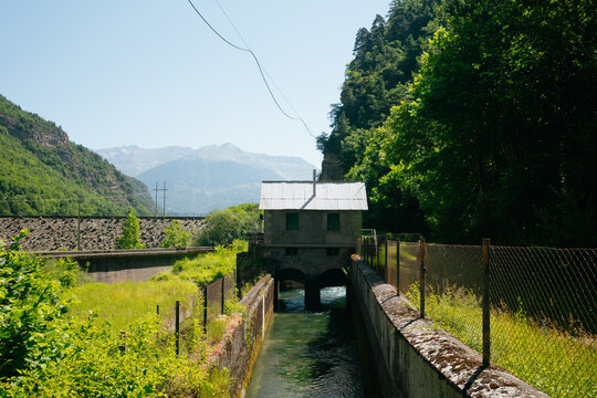Rural Dam House and Scenic Landscape