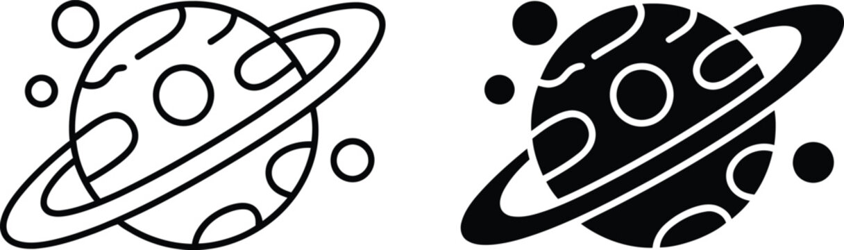 Saturn planet with rings space icon vector illustration
