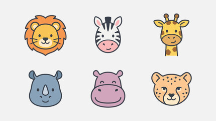 Cute safari animal heads collection © leomord