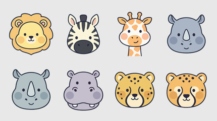 Cute safari animal heads collection © leomord