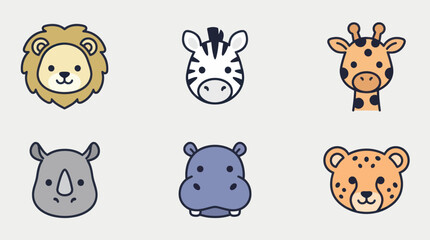 Cute safari animal heads collection © leomord