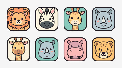 Cute safari animal icons © leomord