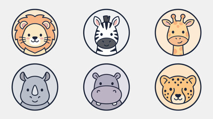 Cute safari animal icons © leomord