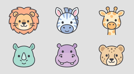 Cute safari animal icons © leomord
