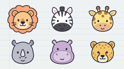 Cute safari animal faces set © leomord