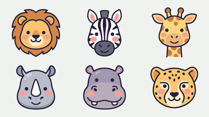 Cute safari animal faces set © leomord