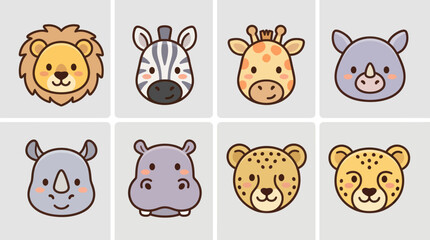 Cute safari animal heads collection © leomord