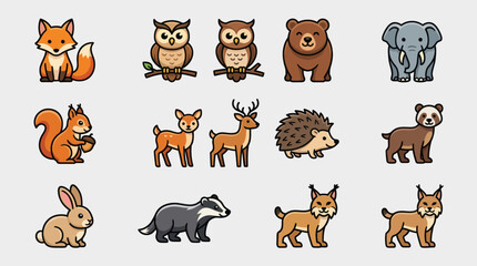 Fototapeta premium Cute woodland animal characters collection