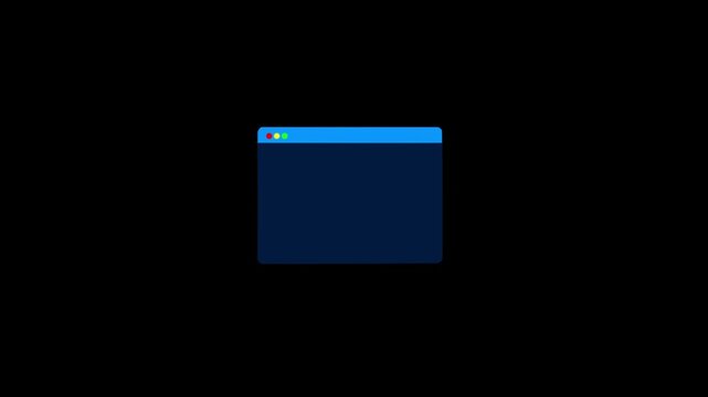 Empty browser window with empty search bar animation. Blank browser window appearing on computer or laptop screen