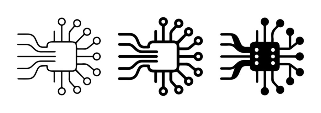 Microchip Icons, Computer Chip Vector Graphics, Electronic Circuit Symbols