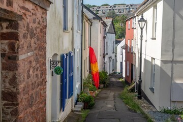 Fototapeta premium Kingsand England - June 23 2026: kayak outside traditional cottages in the village of Kingsand and Cawsand Cornwall England 