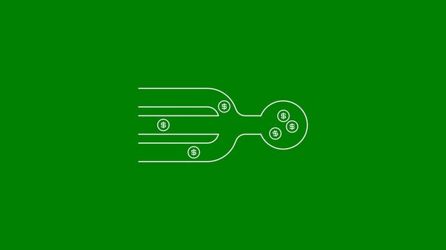 Income Stream, Multiple Income Sources, Revenue Stream, Revenue Sources, Cash Flow, Earnings, Dollar Coins - Minimal Flat Design Motion Graphics Clip, Green Screen, 7.5% Gray