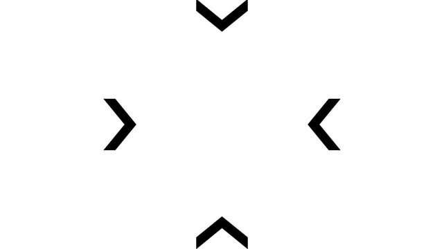 White solid color swipe up forward-pointing arrow icon. Up-direction arrow.4k video