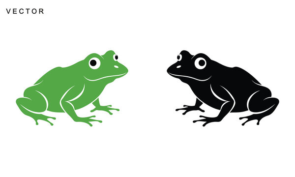 Frog logo, Frog toad amphibian black silhouette logo svg vector illustration