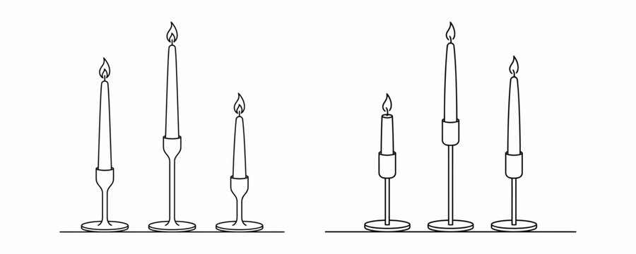 Line art vector illustration of taper candle candlesticks