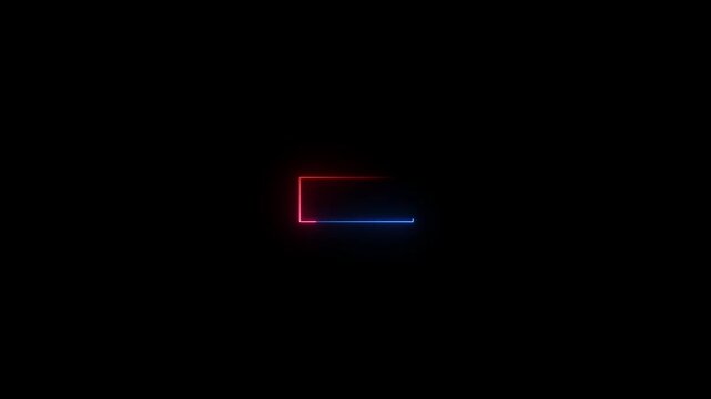 Creative multicolor neon glowing rectangle box with dynamic color changing animation and glowing laser lines effect on dark background for futuristic video framing and digital signboards