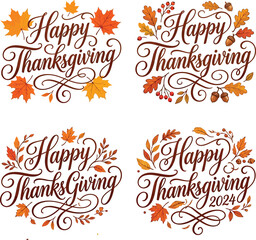 Happy Thanksgiving greetings with autumn leaves and berries  seasonal thank you messages © Nusrat