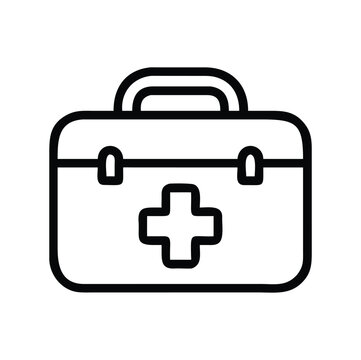 Military First Aid Kit Line Icon, Emergency Medical Bag and Tactical Medic Gear Editable Stroke Vector