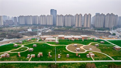 Aerial View of Modern Residential Park in Wuhan, China © TranPhuoc