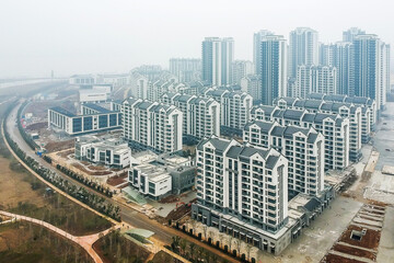 Obraz premium Modernized Residential Village Area Aerial View, Wuhan
