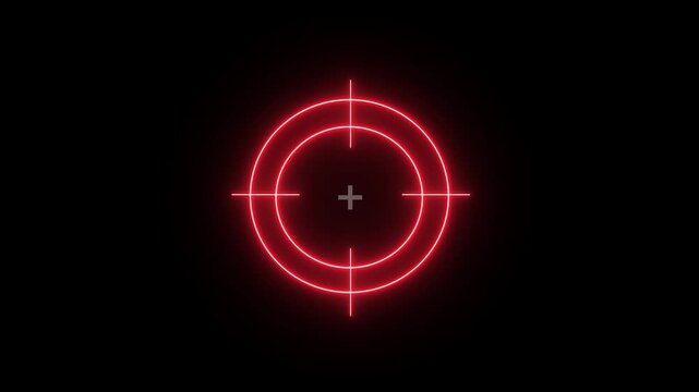 Bright Red Sniper Scope Target with Concentric Circles and Center Aiming Point. 4k motion videos