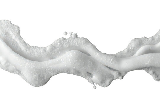 White soap foam splash with smooth bubbly texture, swirling wave on transparent background