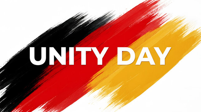 Unity day celebration banner with german flag colors and text germany