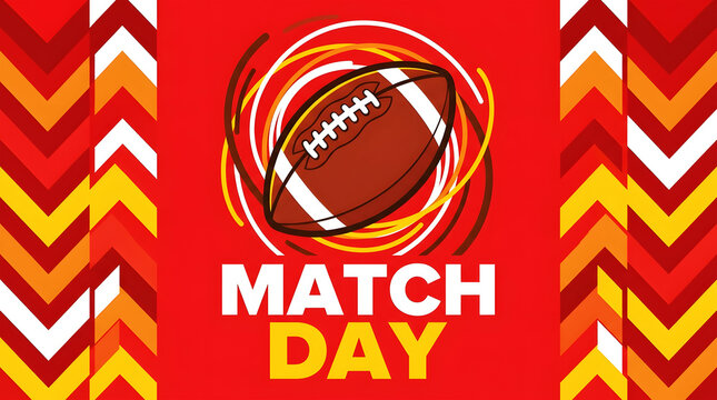 Vibrant red soccer trophy and banner with yellow accents, match day