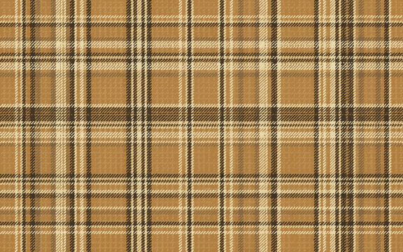 Elegant plaid fabric pattern with brown beige and black stripes