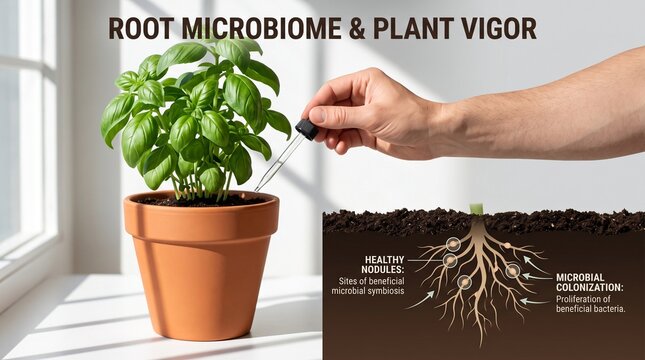 Square Basil Inoculant Root Nodule Gardening Editorial Science Graphic