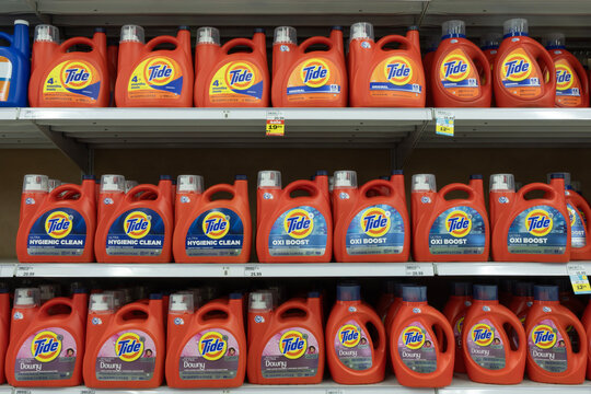 Tide detergent display. Several varieties of Tide detergent are among Procter & Gamble's best selling products.