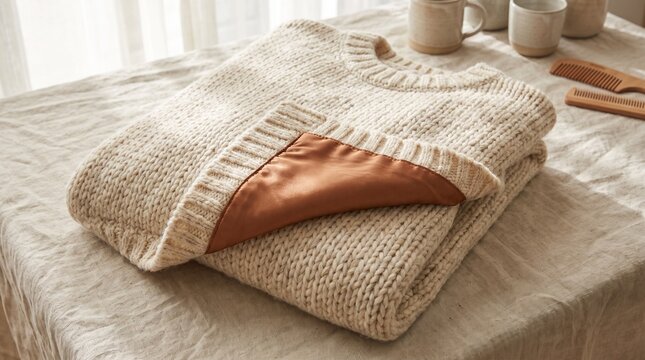 Folded Smart Knit Sweater With Copper Sensor Lining Textile Detail