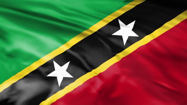 Saint kitts and nevis flag fluttering in wind background close up high quality 4k national pride symbol.